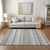10' X 14' Ivory Gray And Taupe Striped Washable Indoor Outdoor Area Rug