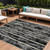 8' X 10' Black Gray And Ivory Striped Washable Indoor Outdoor Area Rug