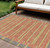 10' X 14' Pewter And Gold Striped Washable Indoor Outdoor Area Rug