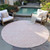 8' Pink And Gray Round Abstract Washable Indoor Outdoor Area Rug