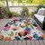 10' X 14' Ivory Pink Orange And Blue Floral Washable Indoor Outdoor Area Rug