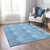 8' X 10' Denim Blue Sky Blue And Ivory Floral Medallion Washable Indoor Outdoor Area Rug