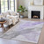 9' X 12' Lavender And Gray Abstract Washable Indoor Outdoor Area Rug