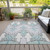 9' X 12' Mint Green Teal Blue And Ivory Ikat Washable Indoor Outdoor Area Rug