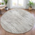 8' Silver And Gray Round Floral Washable Indoor Outdoor Area Rug