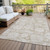10' X 14' Beige Tan And Gray Floral Washable Indoor Outdoor Area Rug