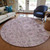 8' Pink Mauve And Blush Round Oriental Washable Indoor Outdoor Area Rug