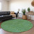 8' Green And Blue Round Abstract Washable Indoor Outdoor Area Rug