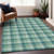 10' X 14' Blue And Green Plaid Washable Indoor Outdoor Area Rug