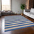 9' X 12' Tan Striped Washable Non Skid Indoor Outdoor Area Rug