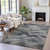 9' X 12' Gray And Silver Abstract Washable Indoor Outdoor Area Rug - Gray, Silver