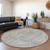 8' Gray And Ivory Round Abstract Washable Indoor Outdoor Area Rug - 608219021399