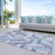 9' X 12' Denim Blue Geometric Washable Indoor Outdoor Area Rug