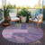 8' Purple Green And Pink Round Geometric Washable Indoor Outdoor Area Rug