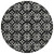 8' Black And Ivory Round Floral Washable Indoor Outdoor Area Rug Transitional Style - Black, Ivory Color