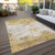 9' X 12' Gold Brown And Beige Abstract Washable Indoor Outdoor Area Rug