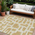 8' X 10' Gold And Ivory Abstract Washable Indoor Outdoor Area Rug Transitional Style - Gold, Ivory Color