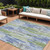 10' X 14' Sky Blue And Fern Green Striped Washable Indoor Outdoor Area Rug