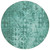 8' Teal Blue Round Ikat Washable Indoor Outdoor Area Rug