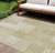 8' X 10' Beige And Ivory Striped Washable Indoor Outdoor Area Rug
