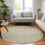 8' Beige Taupe And Tan Round Geometric Washable Indoor Outdoor Area Rug