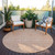 8' Copper And Beige Round Floral Washable Indoor Outdoor Area Rug - 608219069834