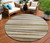 8' Brown Beige And Gray Round Striped Washable Indoor Outdoor Area Rug
