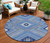 8' Blue Gray And Ivory Round Tribal Washable Indoor Outdoor Area Rug