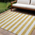 8' X 10' Gold Striped Washable Non Skid Indoor Outdoor Area Rug