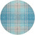 8' Teal Blue Gray And Brown Round Plaid Washable Indoor Outdoor Area Rug