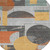8' Gray Gold And Orange Round Geometric Washable Indoor Outdoor Area Rug