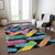 8' X 10' Black Pink And Yellow Striped Washable Indoor Outdoor Area Rug