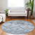 8' Sky Blue And Denim Blue Round Floral Washable Indoor Outdoor Area Rug - Sky Blue, Denim Blue