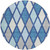 8' Navy Blue Sky Blue And Ivory Round Geometric Washable Indoor Outdoor Area Rug
