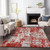 9' X 12' Red Gray And Ivory Abstract Washable Indoor Outdoor Area Rug