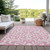 9' X 12' Pink And Ivory Floral Washable Indoor Outdoor Area Rug