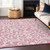 9' X 12' Pink And Ivory Floral Washable Indoor Outdoor Area Rug