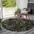 8' X 8' Black and Gold Round Paisley Washable Non Skid Indoor Outdoor Area Rug