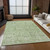 8' X 10' Artichoke Green And Olive Green Floral Washable Indoor Outdoor Area Rug