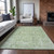 8' X 10' Artichoke Green And Olive Green Floral Washable Indoor Outdoor Area Rug