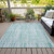 10' X 14' Turquoise And Pale Aqua Striped Washable Indoor Outdoor Area Rug