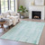 10' X 14' Turquoise And Pale Aqua Striped Washable Indoor Outdoor Area Rug