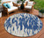 8' Navy Blue And Ivory Round Abstract Washable Indoor Outdoor Area Rug Transitional Style - Navy Blue, Ivory Color