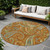 8' Round Orange Round Paisley Washable Non Skid Indoor Outdoor Area Rug