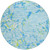 8' Sky Blue Green And Ivory Round Striped Washable Indoor Outdoor Area Rug