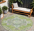 8' Green Ivory And Brown Round Oriental Washable Indoor Outdoor Area Rug