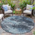 8' Blue And Ivory Round Abstract Washable Indoor Outdoor Area Rug - 880016835656
