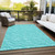 8' X 10' Turquoise Geometric Washable Non Skid Indoor Outdoor Area Rug