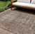 10' X 14' Brown Oriental Washable Indoor Outdoor Area Rug