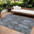 10' X 14' Chocolate And Aqua Damask Washable Indoor Outdoor Area Rug